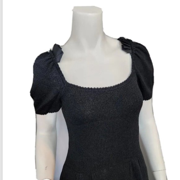 Vtg ST JOHN for Saks Fifth Avenue Short Puff Sleeve Sweater Dress - Picture 2 of 11